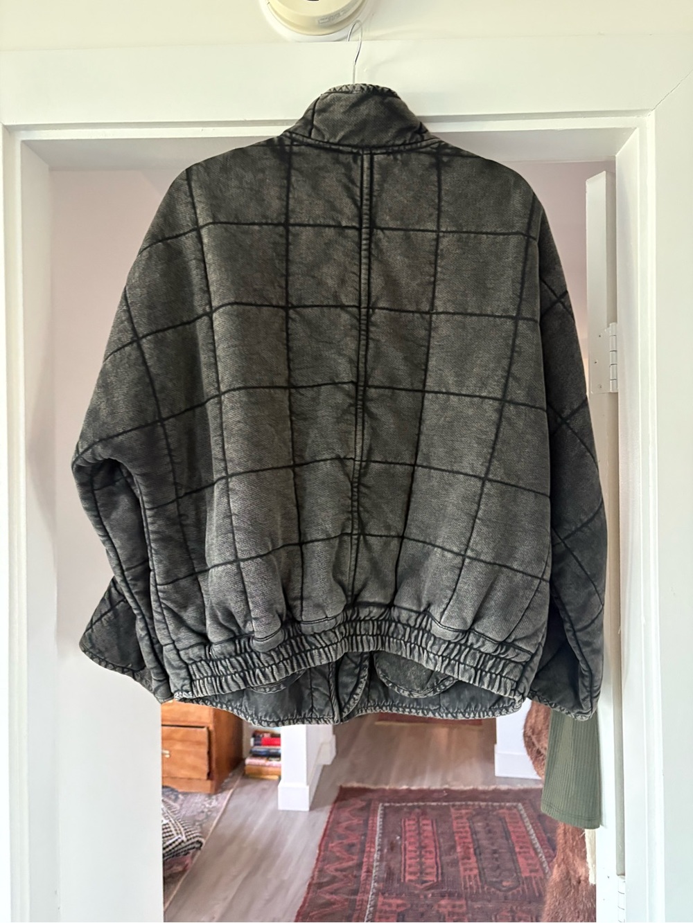 Free People Oversized Washed Charcoal Quilted Jacket | Size S - Picture 12 of 14